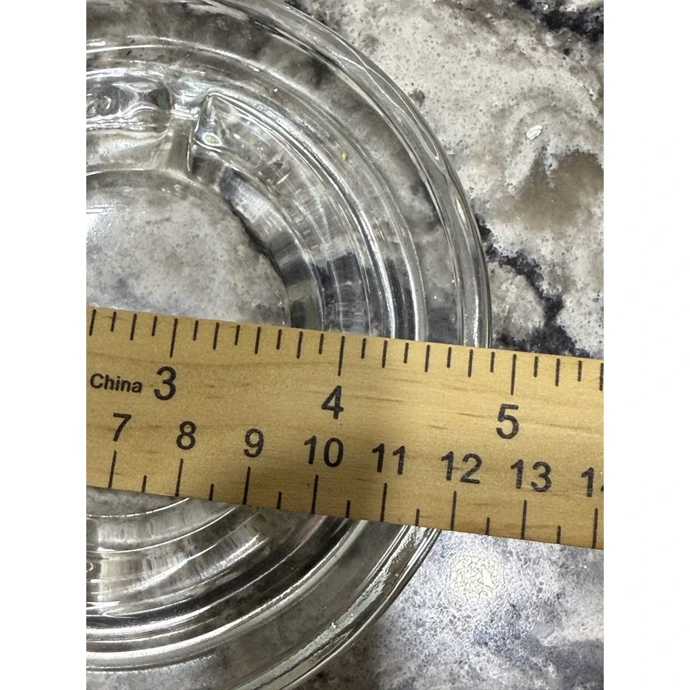 Vtg Heavy Clear Glass Round Ashtray 4 Slots 5